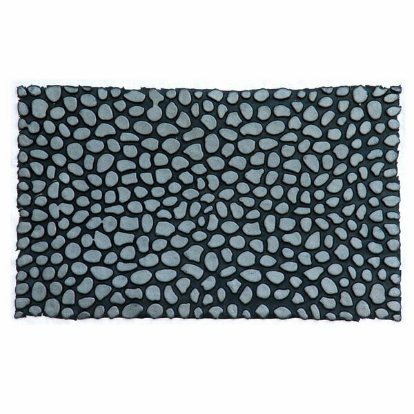 Configuracion 18 x 30 in. Pebbles Silver Rubber Rectangular Doormat Silver & Black CO2828544